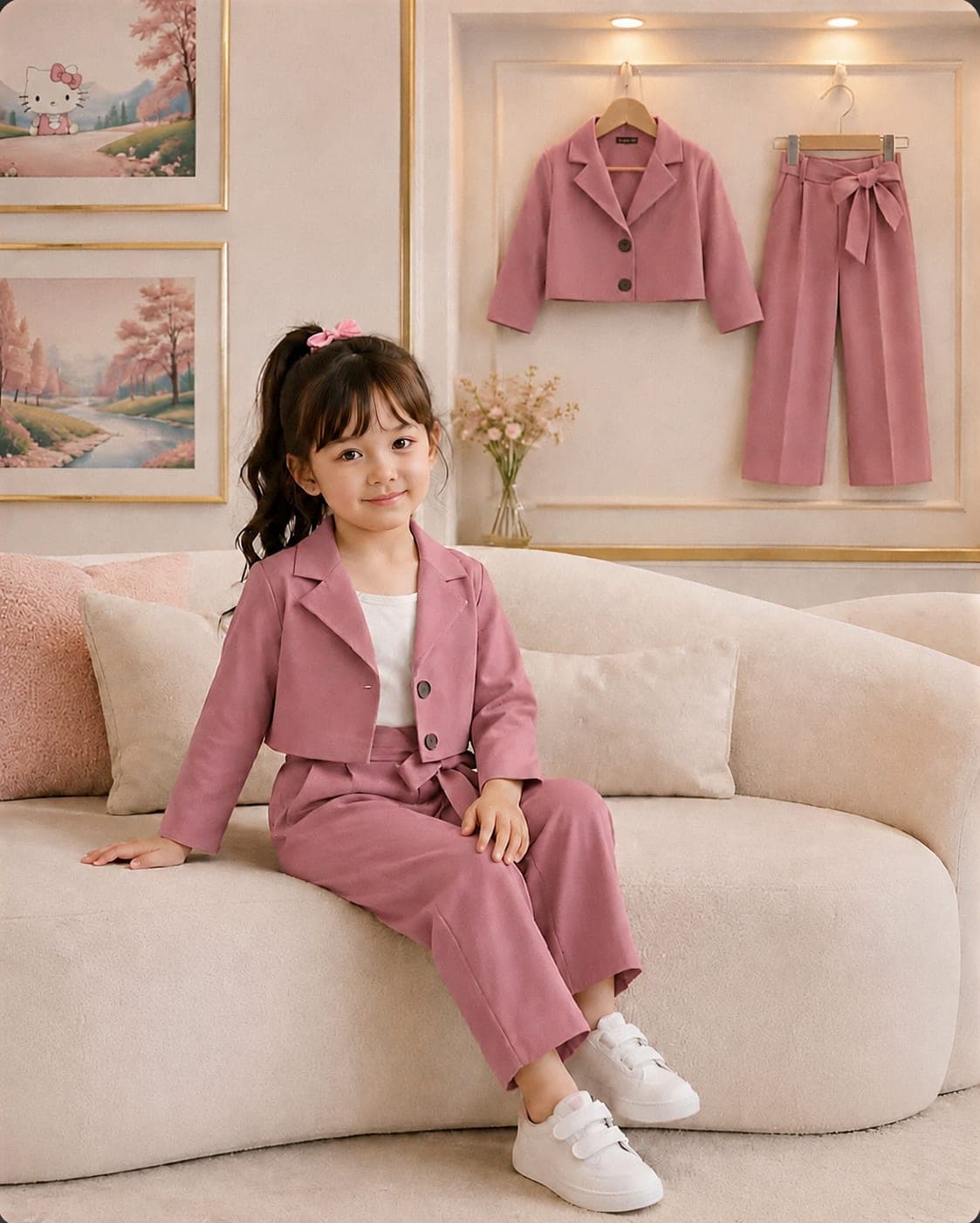 Rose Pink Colour Girls Tracksuit Westren Dress (1 yr-12 yr)