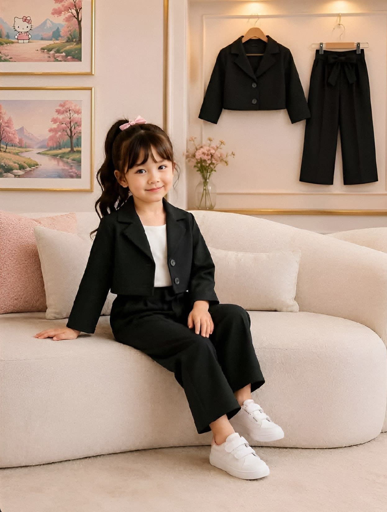 Black Colour Girls Tracksuit Westren Dress (1 yr-12 yr)